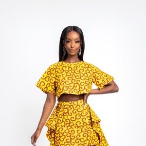 NWT! African Print Crop Top & Mini Skirt